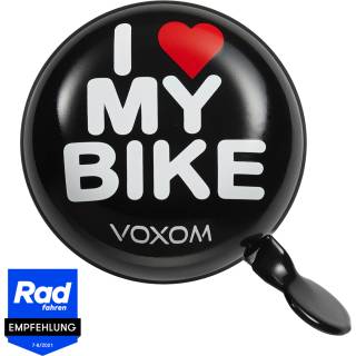 Voxom Klingel KL17;80mm Durchmesser,;Stahl, schwarz, i love my bike