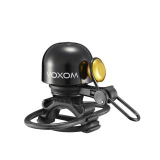 Voxom Klingel KL20 für 22,2 - 31,8mm Lenker, O-Ring Befestigung, Messing, schwarz