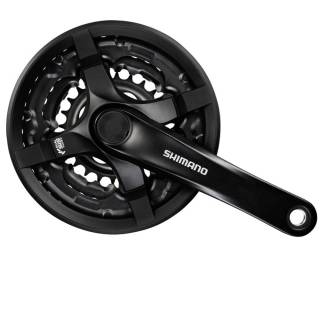 Shimano Tourney 8s Kurbel 175 mm 24-34-42t/CG mit Kettenschutz schwarz