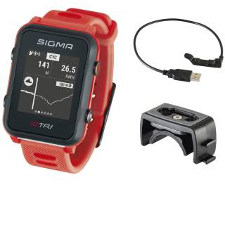 Sigma Sportuhr ID Tri Basic  GPS/Höhenmessung/Herzfrequenz  für Triathlon neon rot