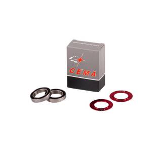 CEMA Ersatz-Lagerkit für CEMA Innenlager, 24mm und GXP inkl. 2x Lager, 2x Cover, Edelstahl, rot